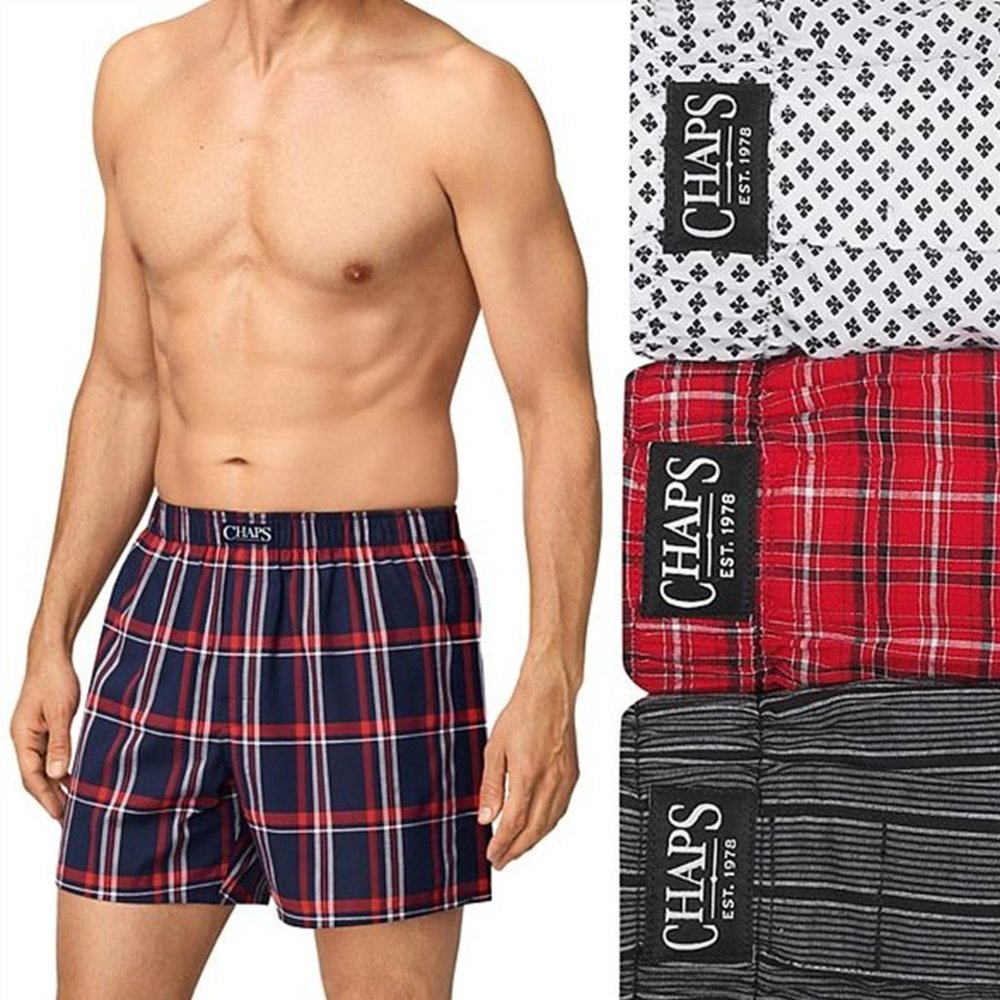 NWT CHAPS BOXED SET 3-WOVEN BOXERS